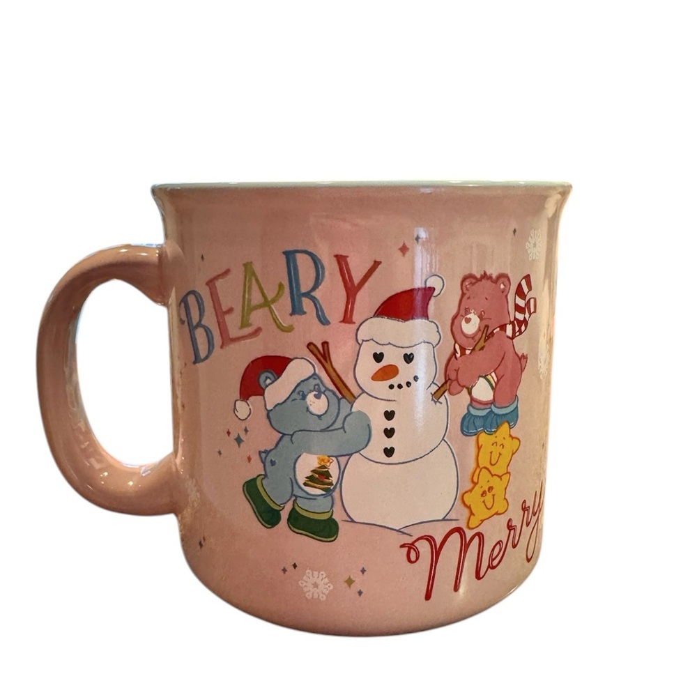 Care Bears Pink “Beary Merry” Winter Holiday Mug 20 OZ 1980s Retro Design New